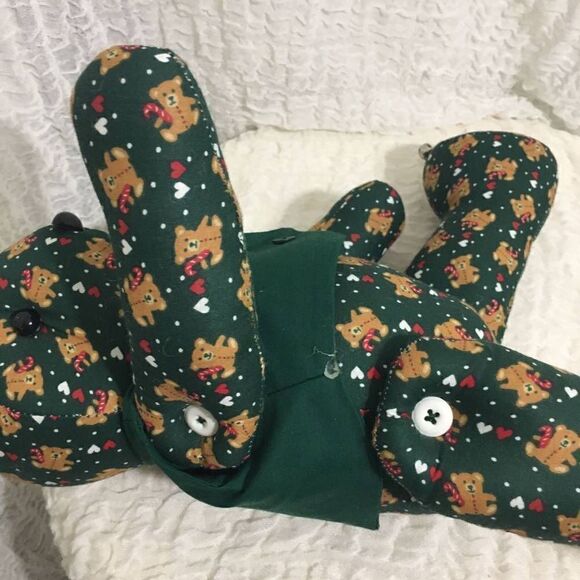 Christmas Vtg Green Teddy Bear - Picture 7 of 9